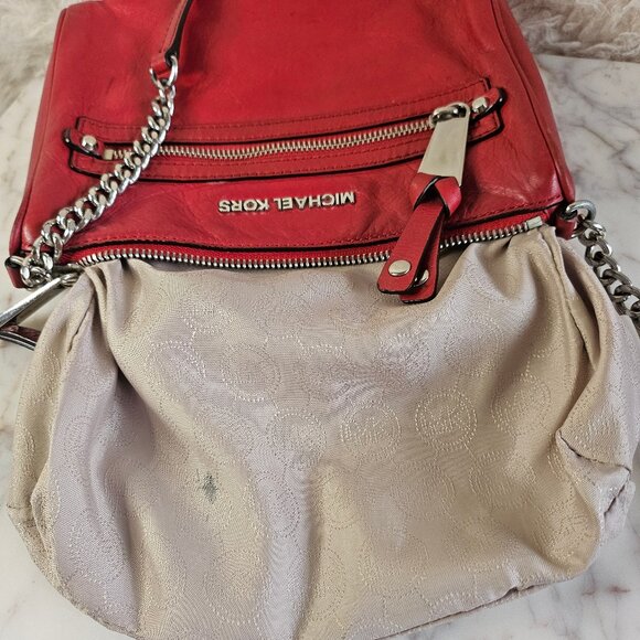 Michael Kors Women's Red Leather Crossbody Bag - Picture 11 of 14